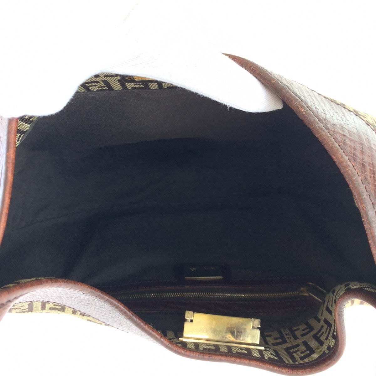 B-115
FENDI フェンディ ズッキーノ ズッカ柄 ブラウン 茶 ゴールド金具 キャンバス / レザー 8BR552 ショルダーバッグ ハンドバッグ  レディース