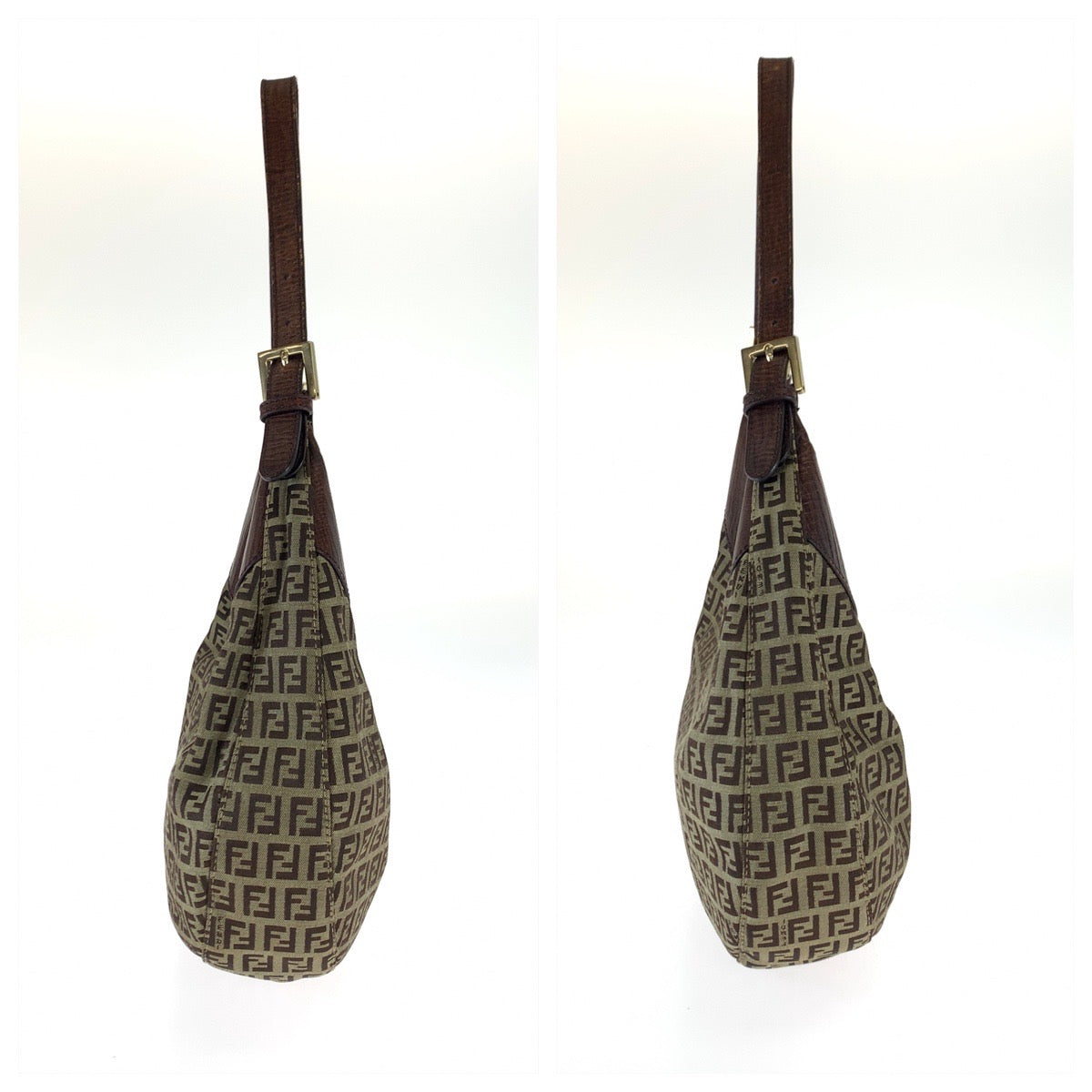B-115
FENDI フェンディ ズッキーノ ズッカ柄 ブラウン 茶 ゴールド金具 キャンバス / レザー 8BR552 ショルダーバッグ ハンドバッグ  レディース