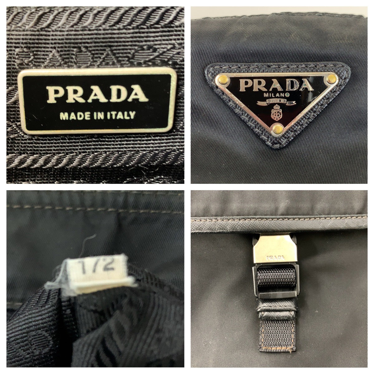 10132
PRADA プラダ 三角ロゴプレート テスート 男女兼用 ブラック 黒 シルバー金具 ナイロン 斜め掛け ショルダーバッグ メッセンジャーバッグ  メンズ