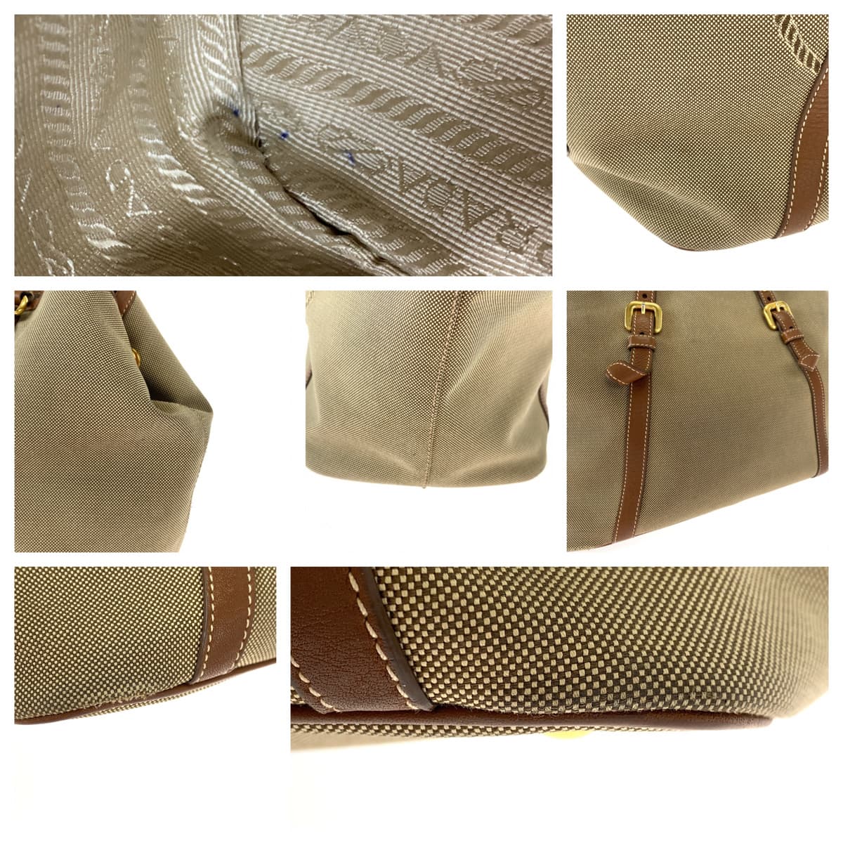 H-00268
PRADA プラダ ロゴジャガード ブラウン 茶 キャンバス BN1841 ハンドバッグ トートバッグ  レディース