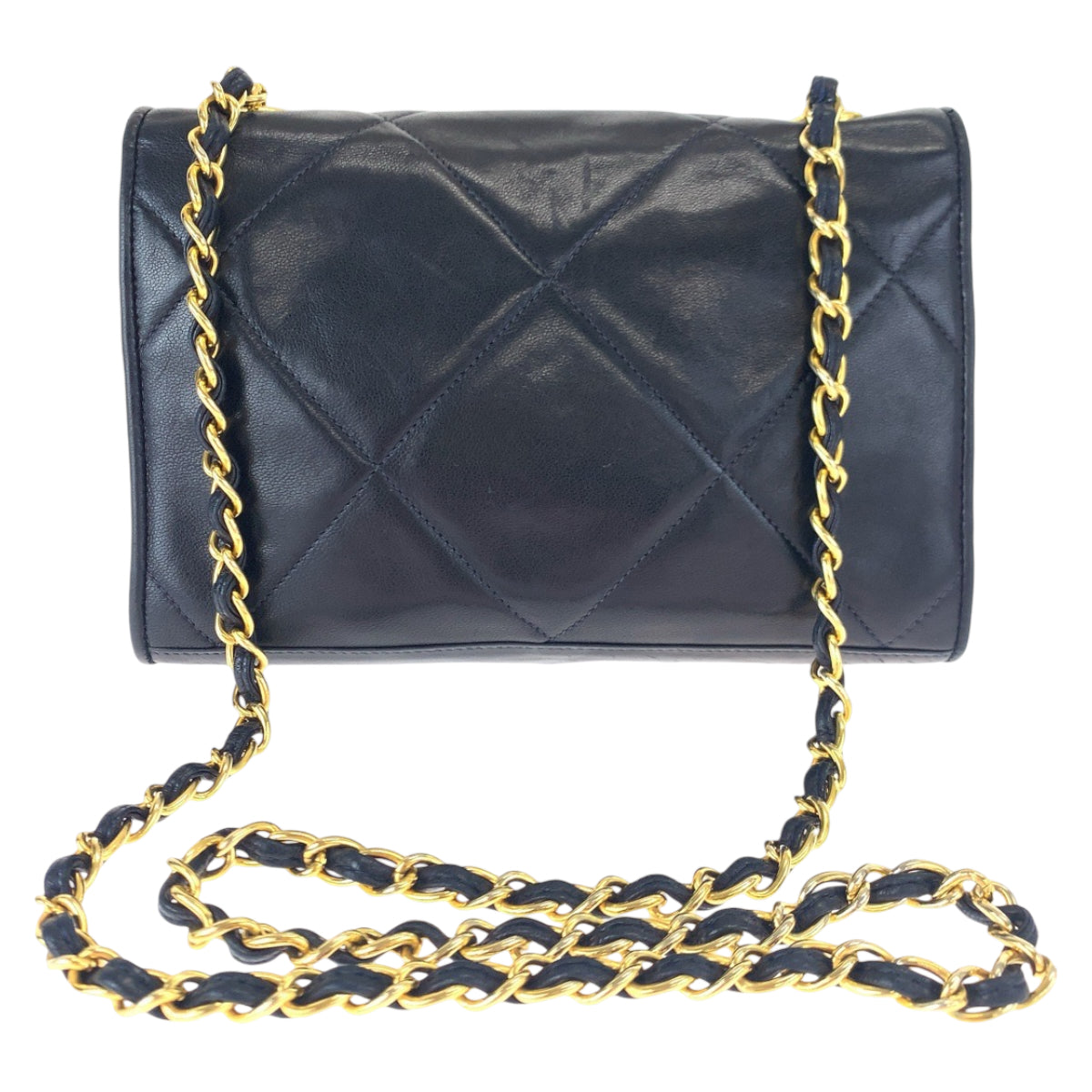 CHANEL シャネル ヴィンテージ マトラッセ ココマーク ブラック 黒 ゴールド金具 ラムスキン チェーンショルダーバッグ 斜め掛け  レディース