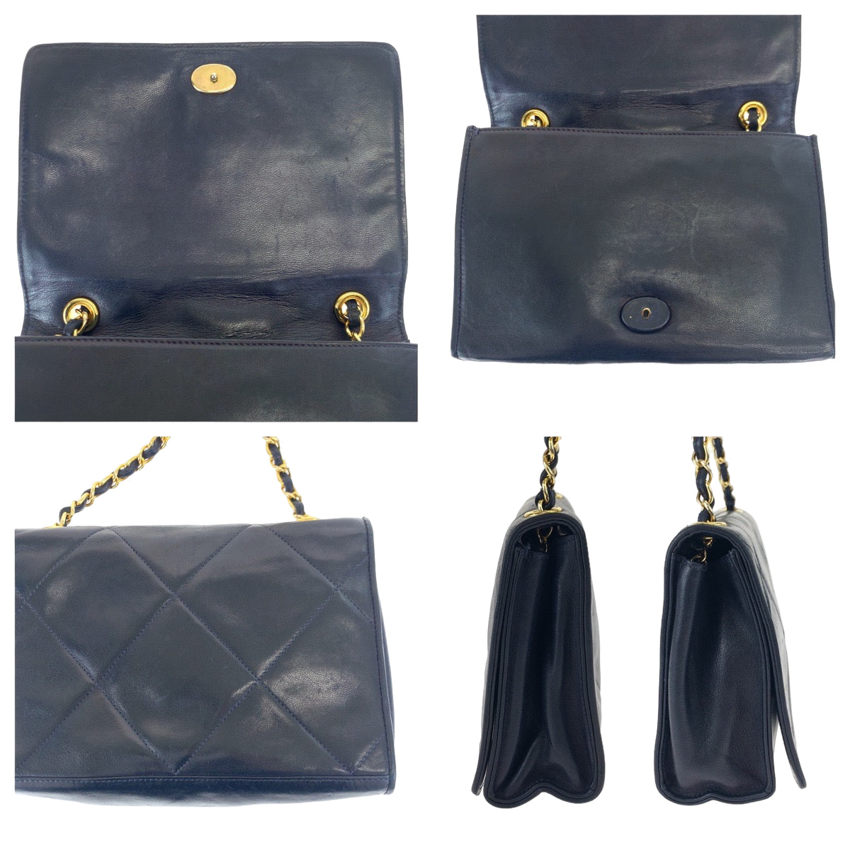 CHANEL シャネル ヴィンテージ マトラッセ ココマーク ブラック 黒 ゴールド金具 ラムスキン チェーンショルダーバッグ 斜め掛け  レディース