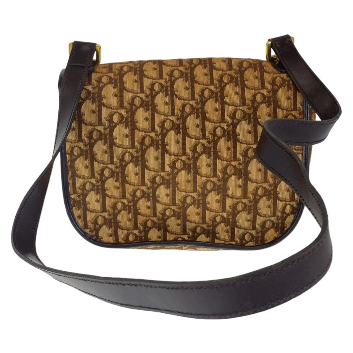 10135
Dior ディオール ヴィンテージ トロッター ブラウン ゴールド金具 キャンバス ショルダーバッグ ポシェット  レディース