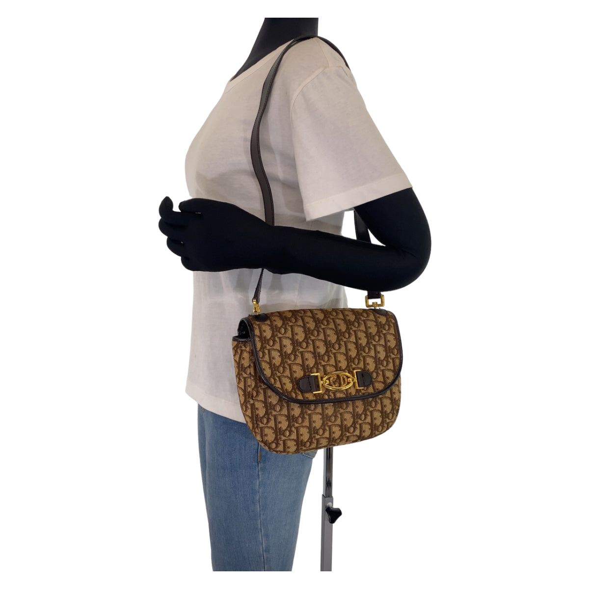 10135
Dior ディオール ヴィンテージ トロッター ブラウン ゴールド金具 キャンバス ショルダーバッグ ポシェット  レディース