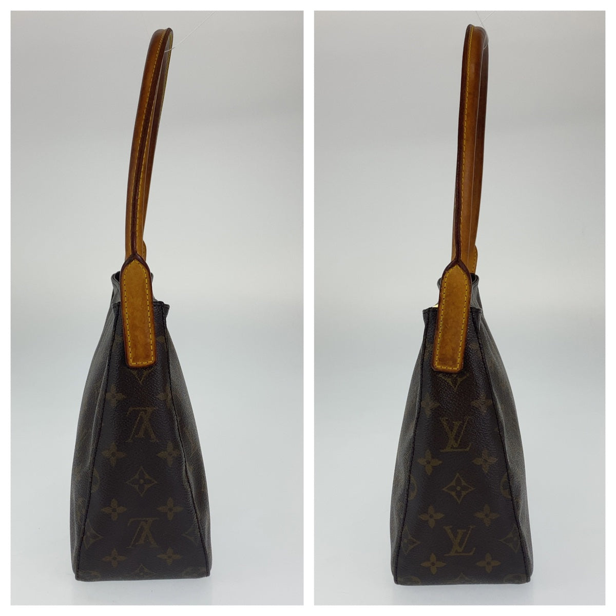 H-0247
LOUIS VUITTON ルイヴィトン モノグラム ルーピングMM ブラウン 茶 ゴールド金具 PVC M51146 ハンドバッグ トートバッグ  レディース