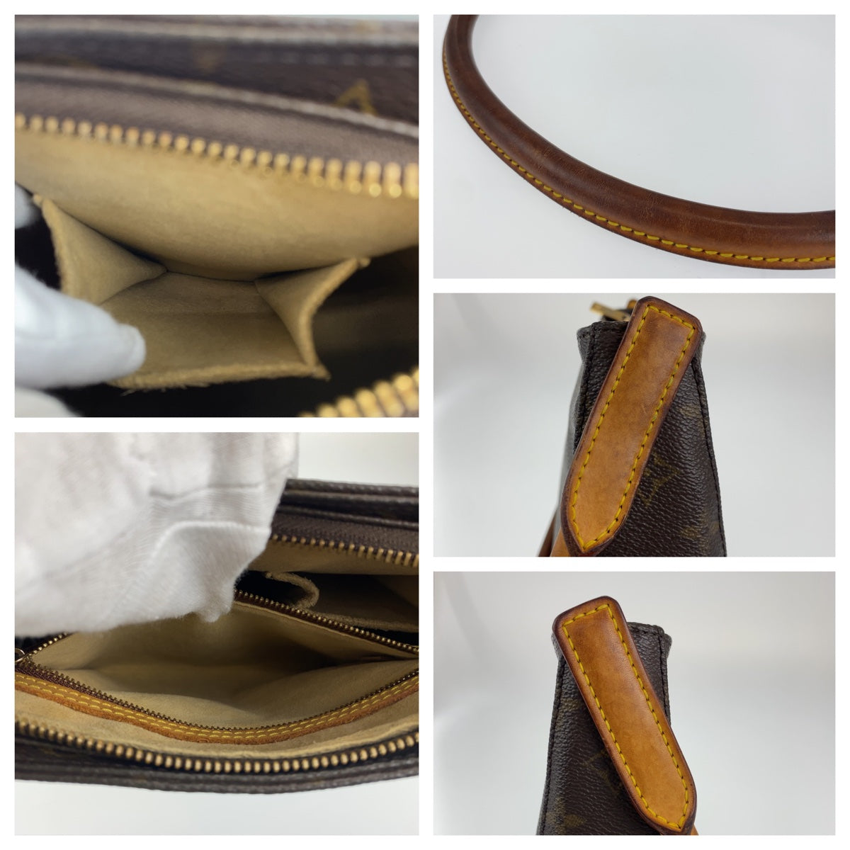 H-0247
LOUIS VUITTON ルイヴィトン モノグラム ルーピングMM ブラウン 茶 ゴールド金具 PVC M51146 ハンドバッグ トートバッグ  レディース