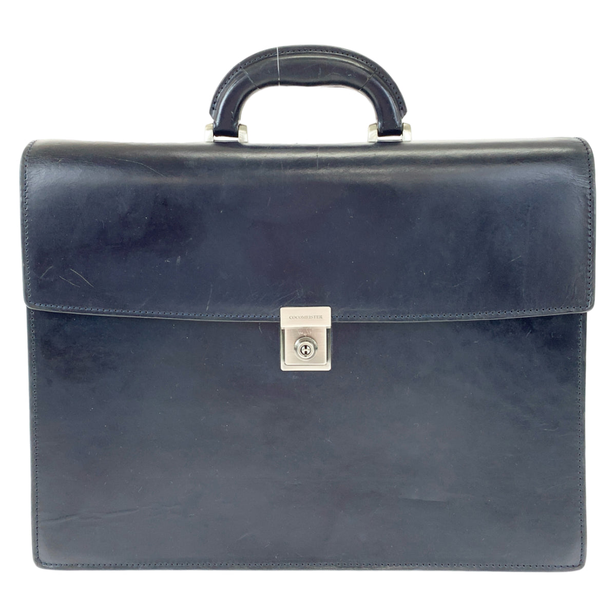 10138
 COCOMEISTER Classic Navy / Bridle Leather Business Bag Briefcase Document Bag Men's