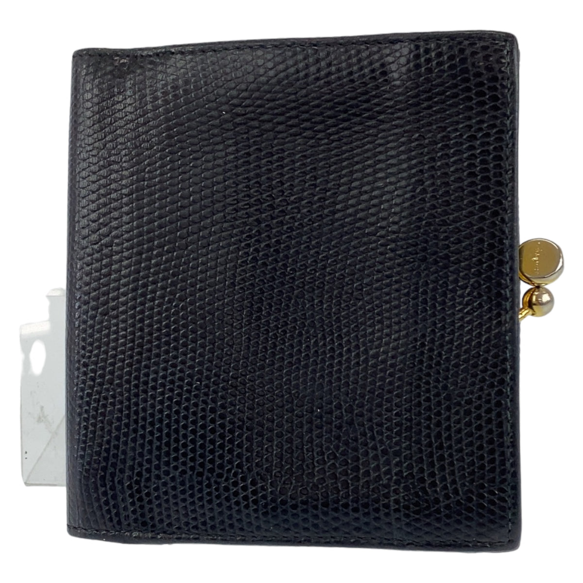 C-194
Salvatore Ferragamo サルヴァトーレフェラガモ ブラック 黒 ゴールド レザー コンパクトウォレット 三つ折り財布  レディース