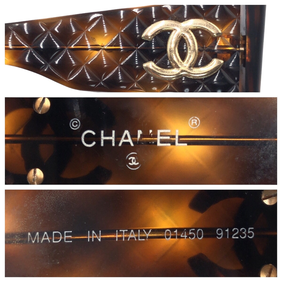 D-015
CHANEL シャネル マトラッセ ココマーク ブラウン 茶 ゴールド金具 プラスチック 01450 91235 サングラス ウェリントン  レディース