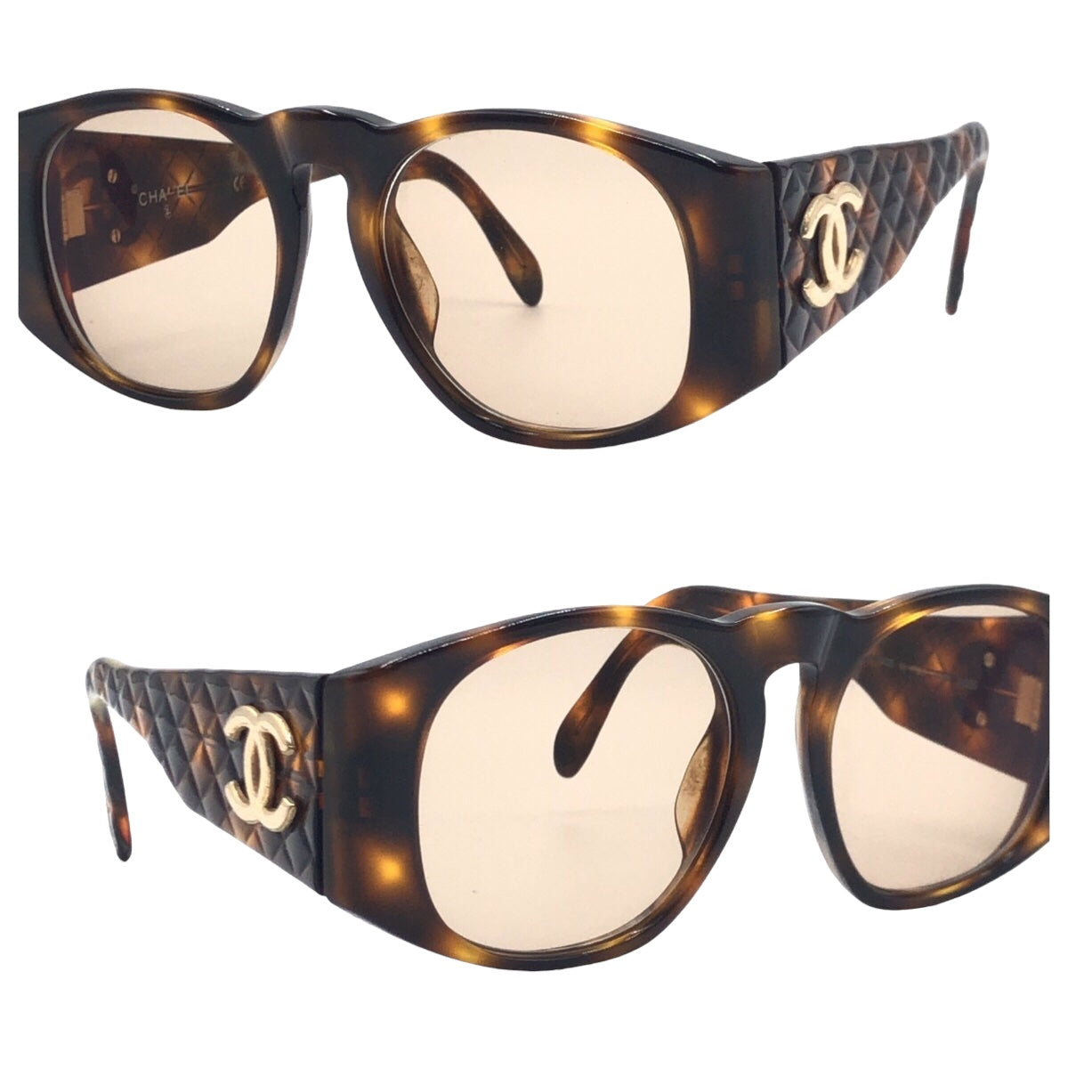 D-015
CHANEL シャネル マトラッセ ココマーク ブラウン 茶 ゴールド金具 プラスチック 01450 91235 サングラス ウェリントン  レディース
