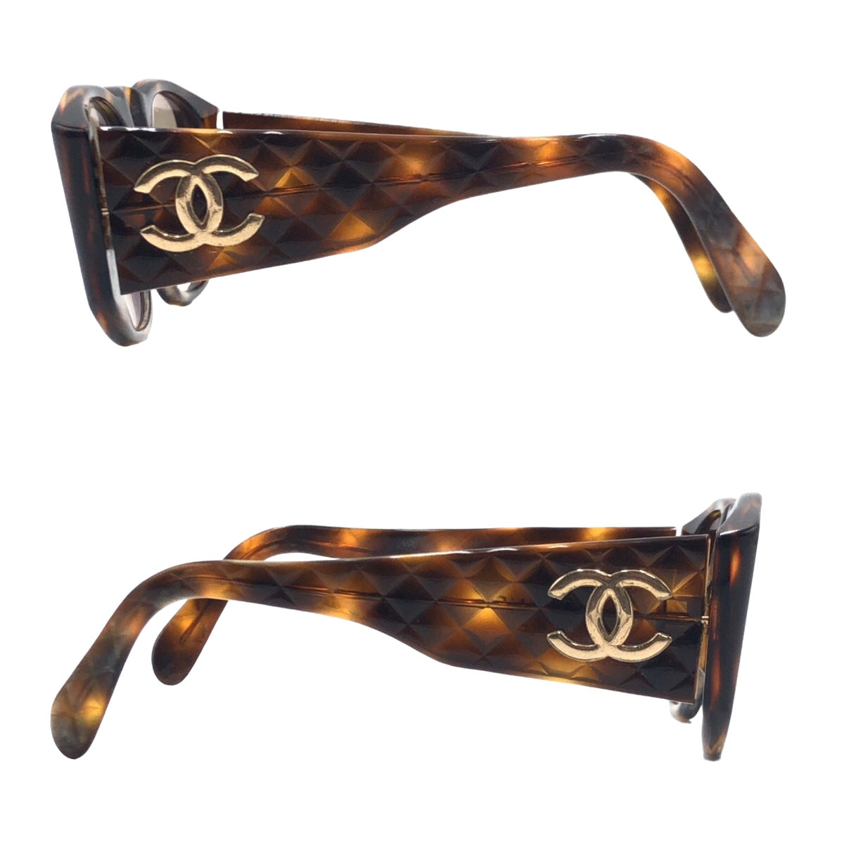 D-015
CHANEL シャネル マトラッセ ココマーク ブラウン 茶 ゴールド金具 プラスチック 01450 91235 サングラス ウェリントン  レディース