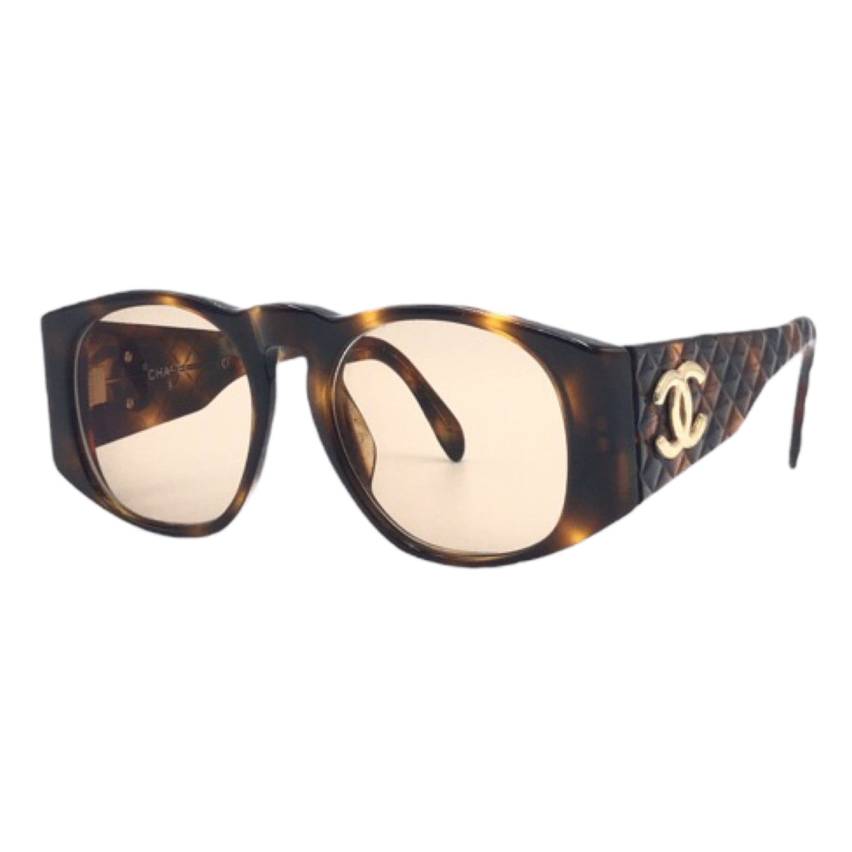 D-015
CHANEL シャネル マトラッセ ココマーク ブラウン 茶 ゴールド金具 プラスチック 01450 91235 サングラス ウェリントン  レディース