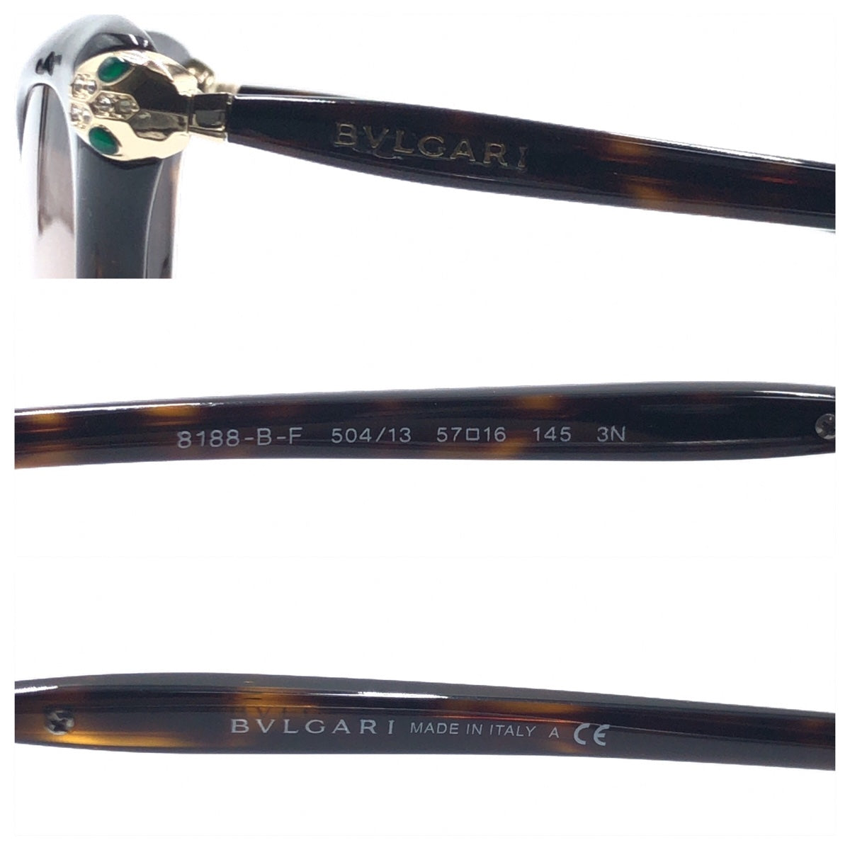 C-125
BVLGARI ブルガリ セルペンティ アジアンフィット 男女兼用 ブラウン 茶 ゴールド金具 プラスチック 8188-B-F 504/13 57□16 145 3N サングラス フォックス  度あり メンズ
