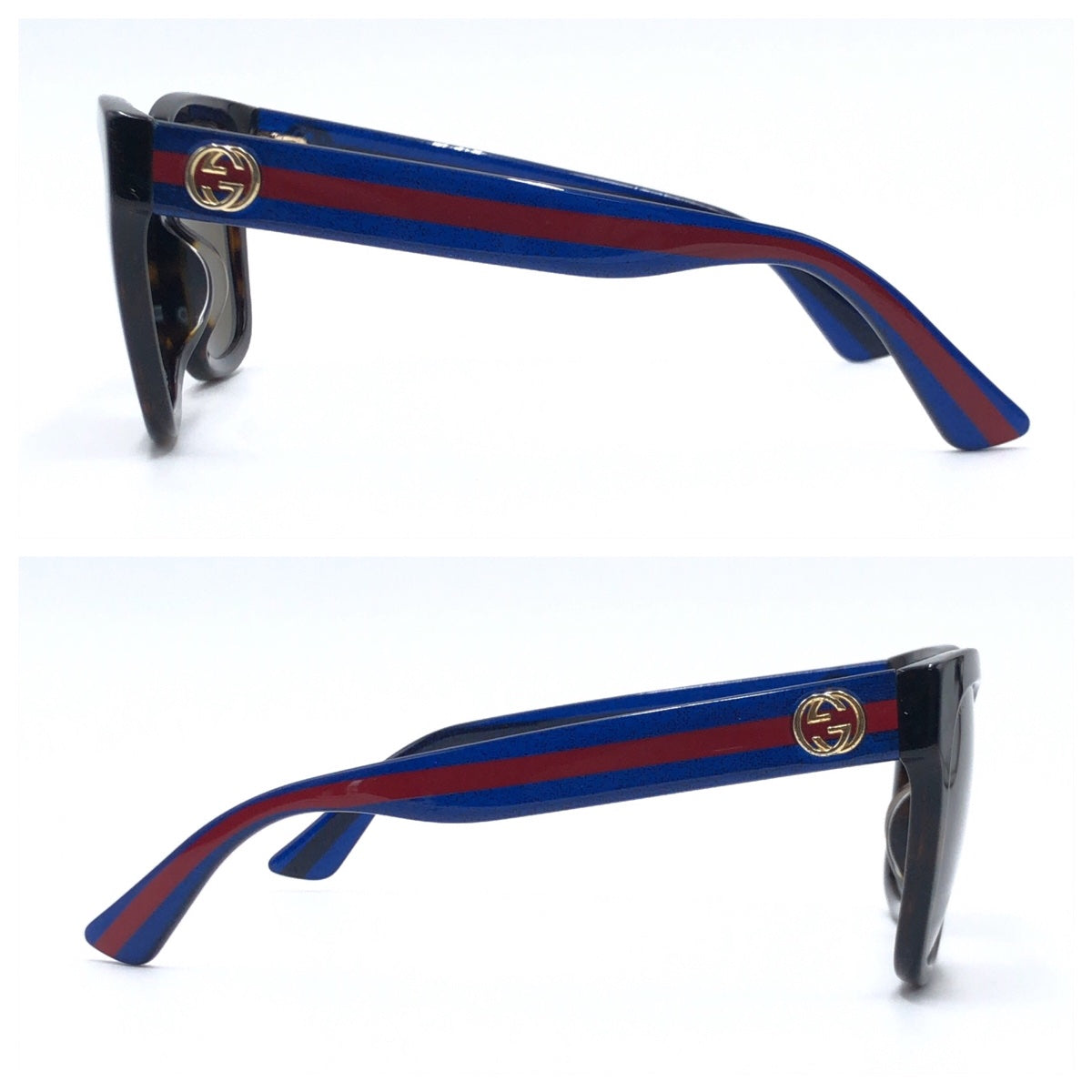 10139
GUCCI グッチ POP WEB シェリー ハバナ・トランスペアレントブルー インターロッキング ブラウン ブルー ゴールド金具 プラスチック GG 0034SA 003 5518 140 SMJO4BCHAC サングラス スクエア  メンズ