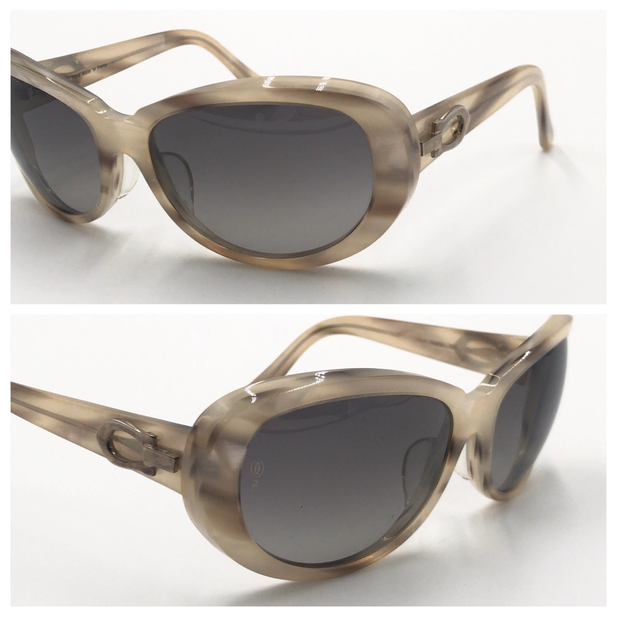 C-124
CARTIER カルティエ クラシック C デコール ベージュ ブラウン 茶 ゴールド金具 プラスチック 4087596 PARIS 135 サングラス オーバル  レディース