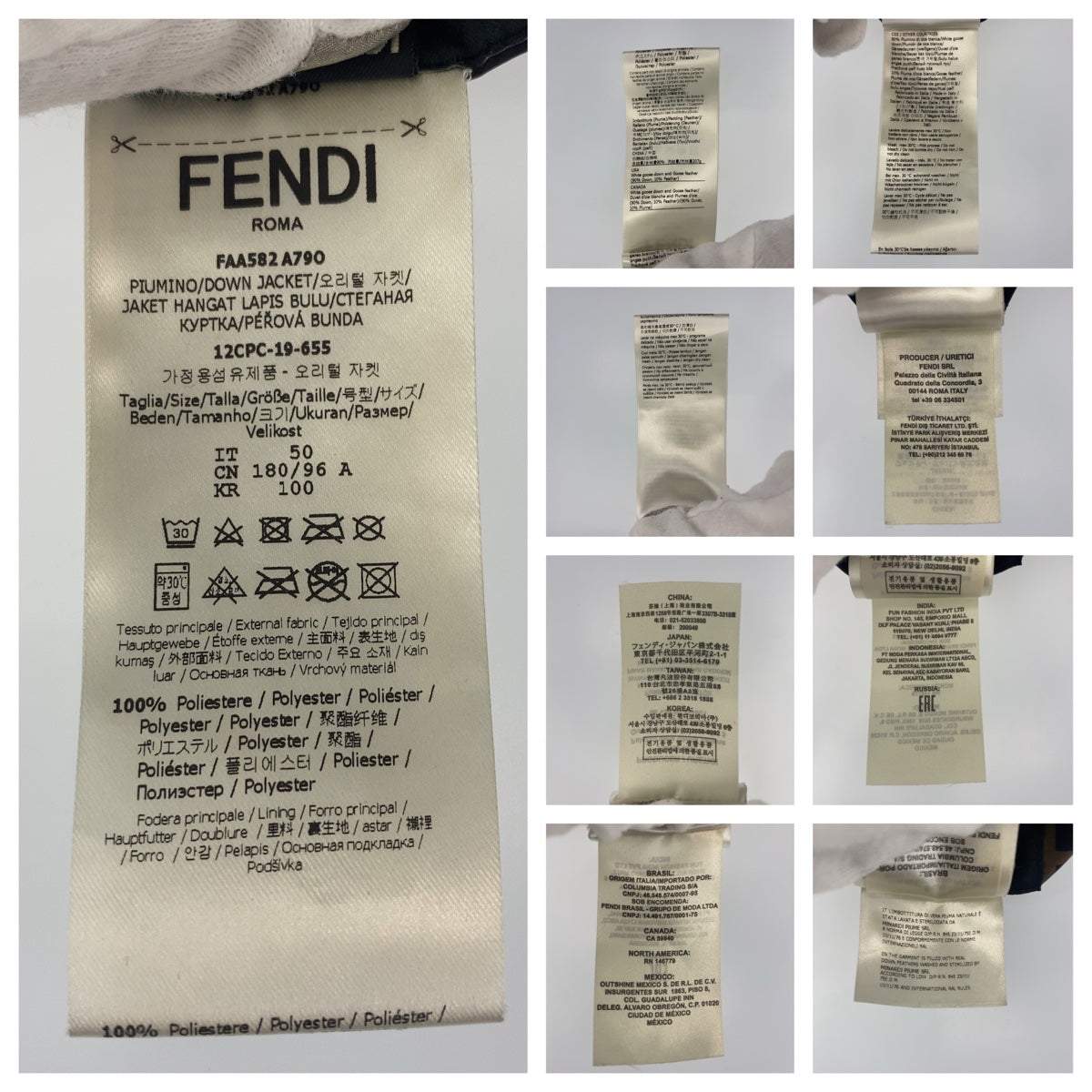 17953
FENDI フェンディ ズッカ柄 ペカン柄 サイズ50 リバーシブル カーキ ブラック 黒 ポリエステル FAA582 A790 ダウンジャケット パファージャケット  メンズ AB190