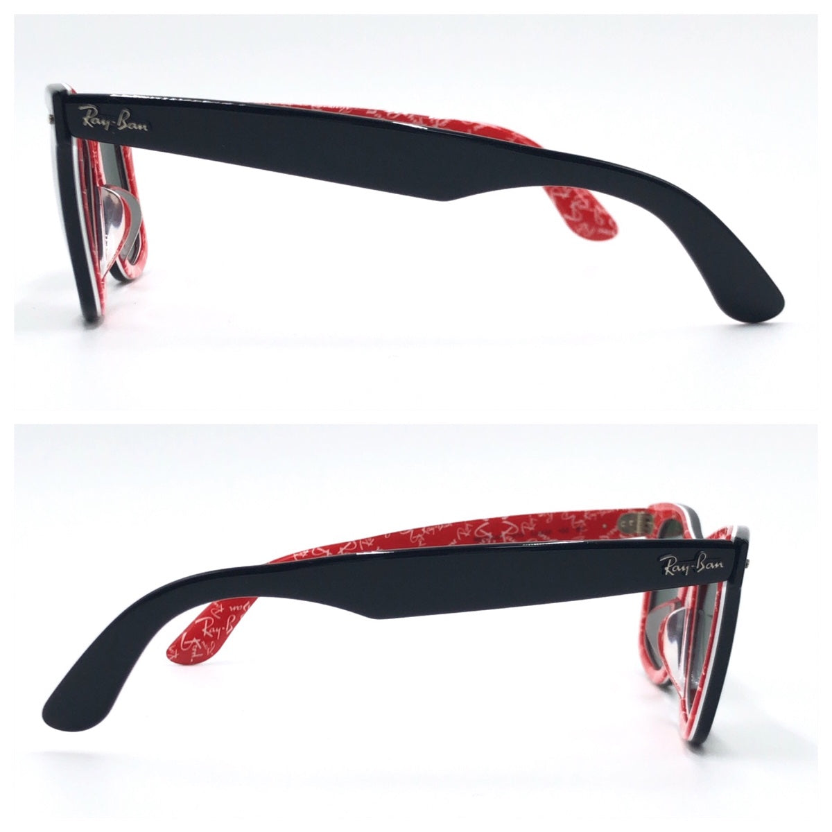 C-138
Ray-Ban レイバン ウェイファーラー ブラック 黒 レッド 赤 プラスチック RB2140F 1016 52□22 サングラス ウェリントン  メンズ
