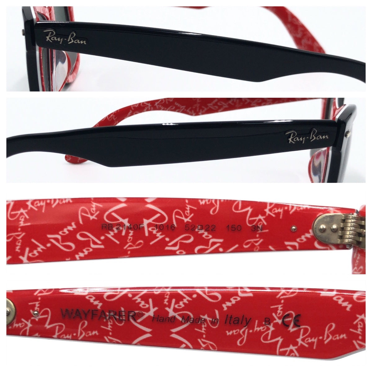 C-138
Ray-Ban レイバン ウェイファーラー ブラック 黒 レッド 赤 プラスチック RB2140F 1016 52□22 サングラス ウェリントン  メンズ
