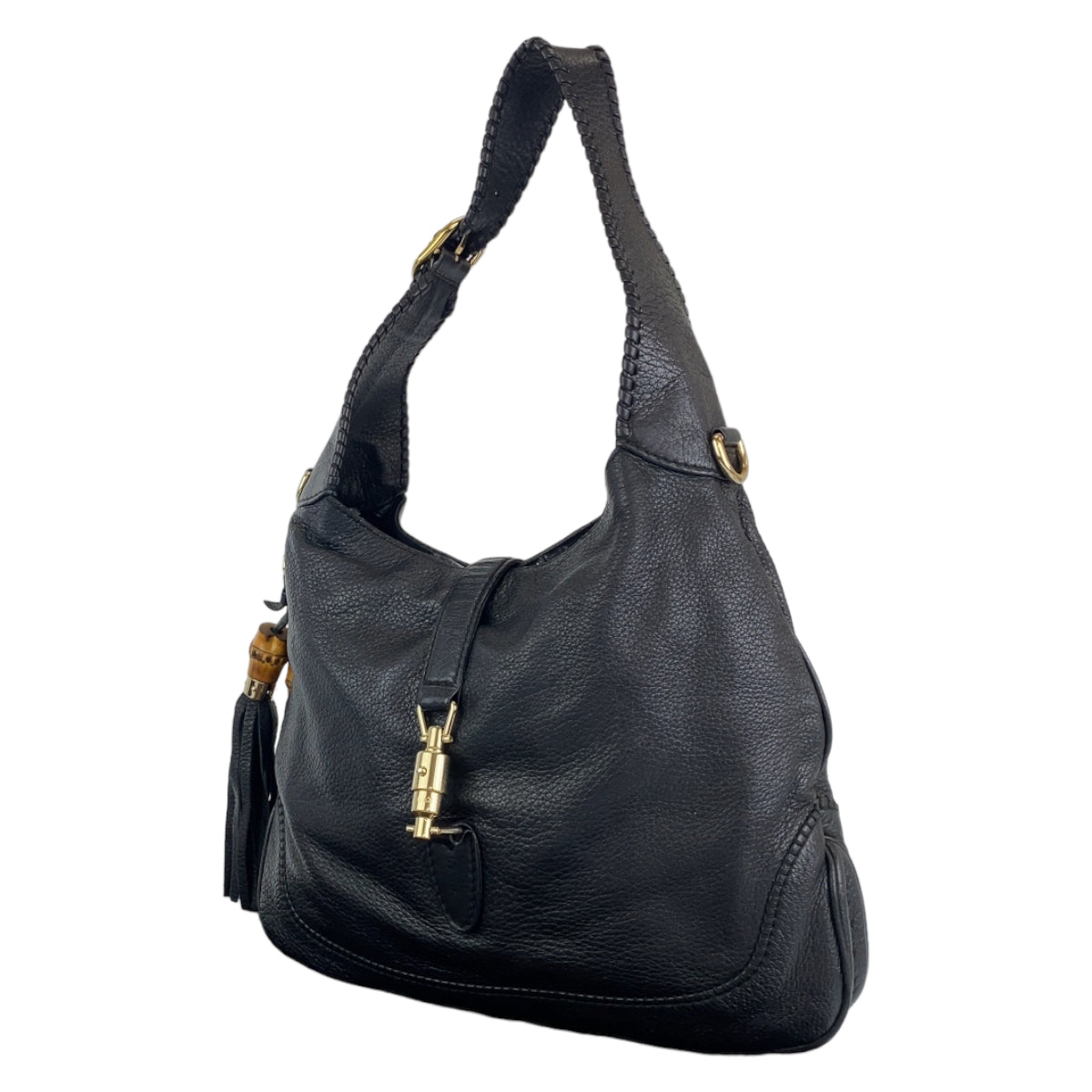 H-0262
GUCCI グッチ ニュージャッキー ブラック 黒 シルバー金具 レザー 246907 トートバッグ 肩掛け  レディース