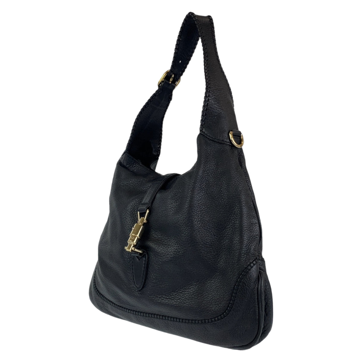 H-0262
GUCCI グッチ ニュージャッキー ブラック 黒 シルバー金具 レザー 246907 トートバッグ 肩掛け  レディース