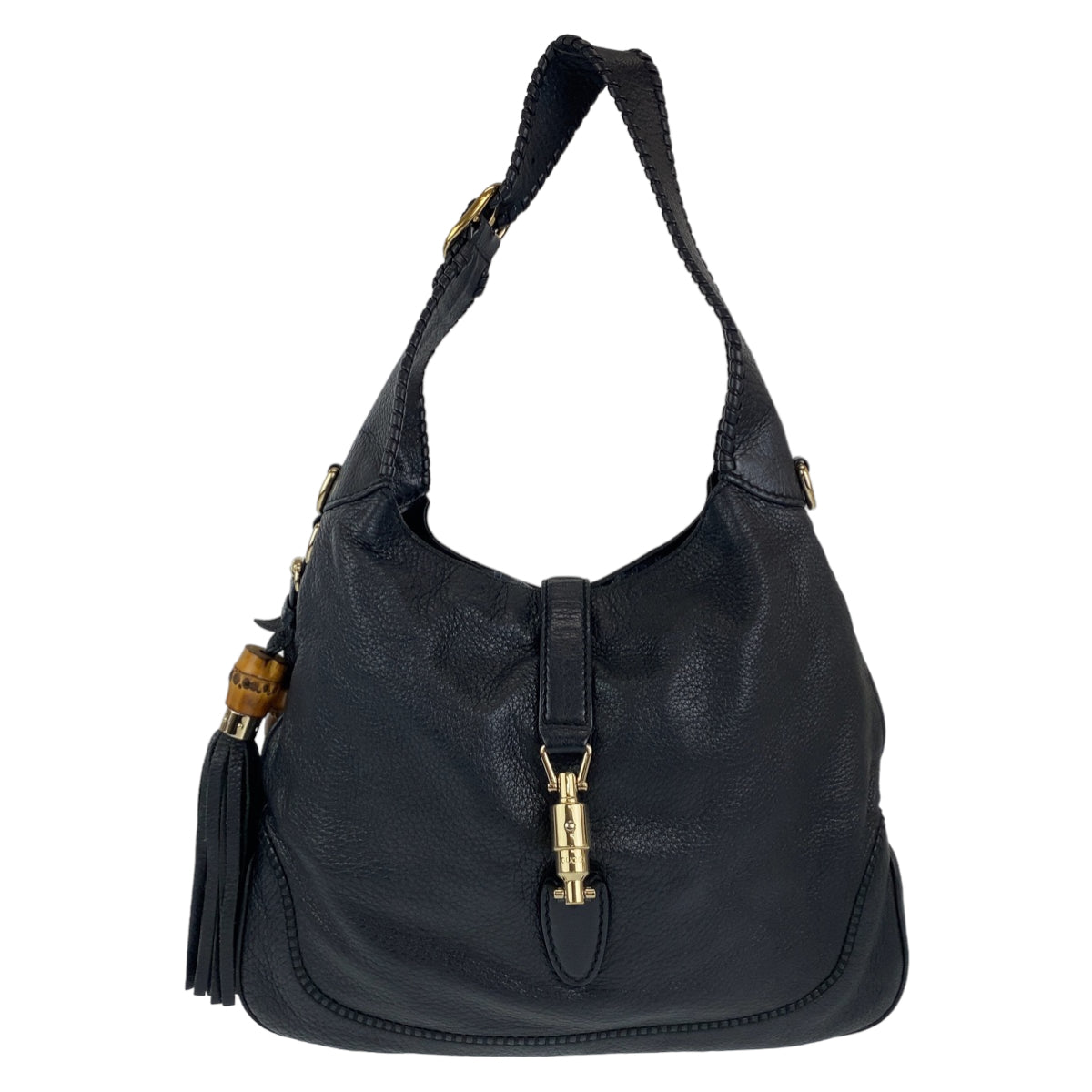 H-0262
GUCCI グッチ ニュージャッキー ブラック 黒 シルバー金具 レザー 246907 トートバッグ 肩掛け  レディース