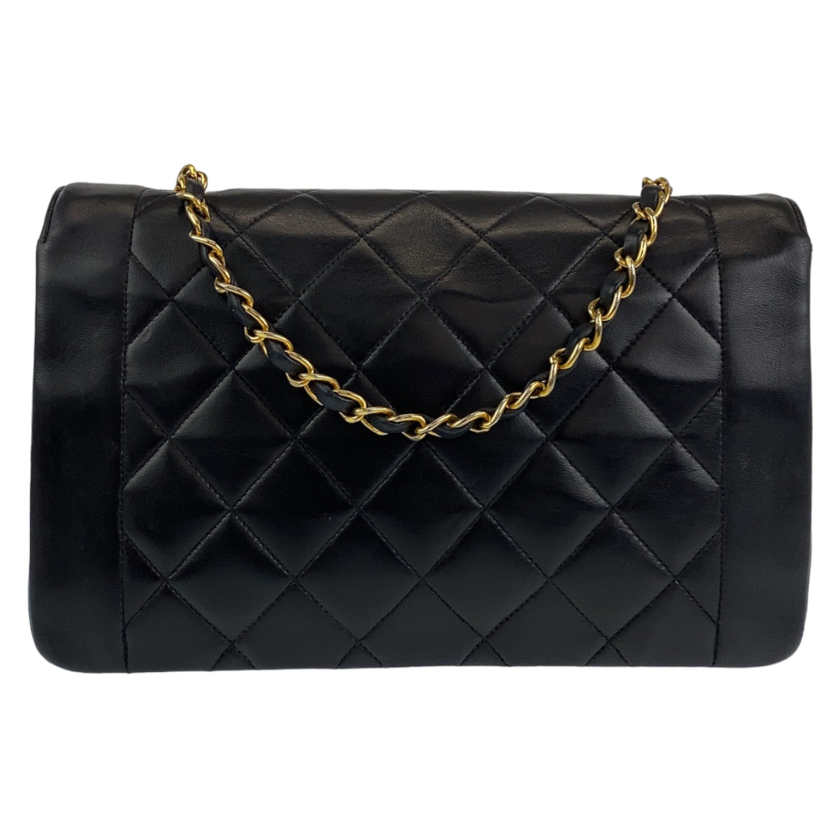 10146
CHANEL シャネル ヴィンテージ マトラッセ ダイアナ ブラック ゴールド金具 ラムスキン ショルダーバッグ ポシェット  レディース