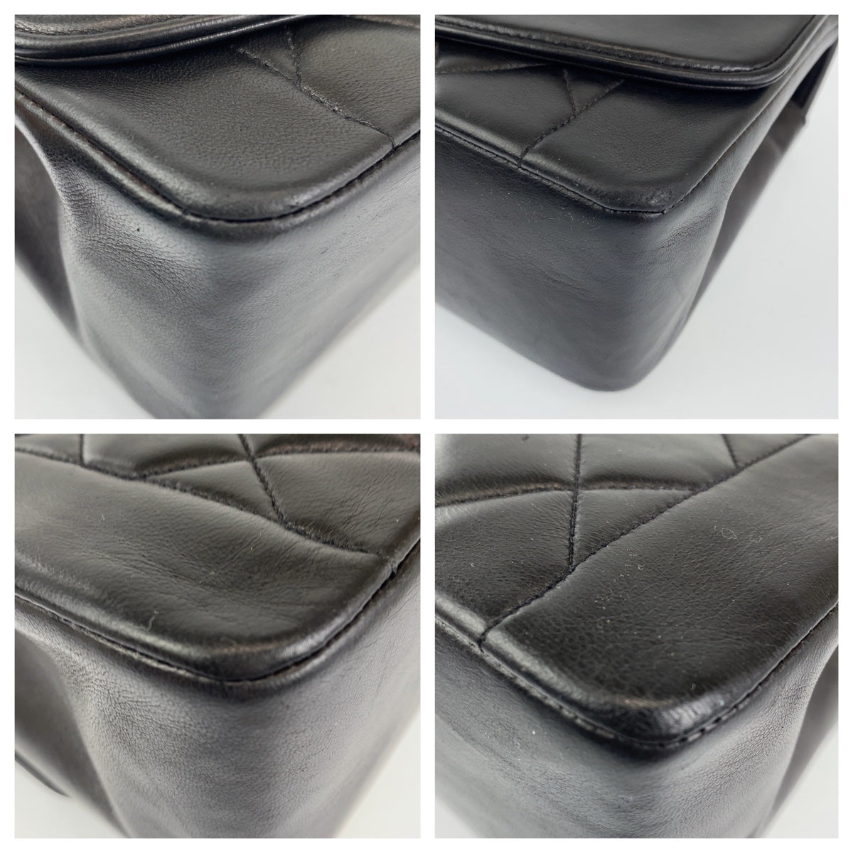 10146
CHANEL シャネル ヴィンテージ マトラッセ ダイアナ ブラック ゴールド金具 ラムスキン ショルダーバッグ ポシェット  レディース