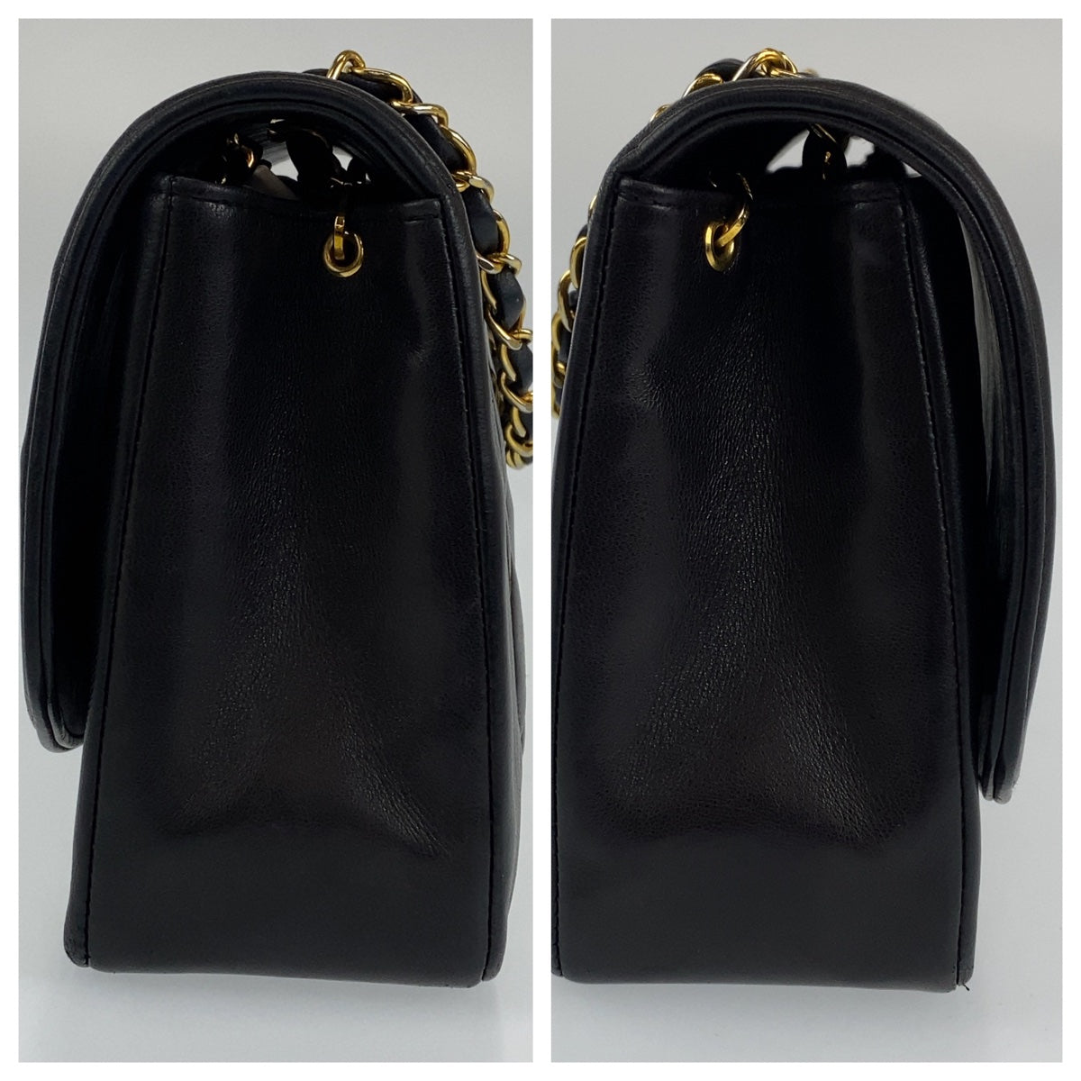 10146
CHANEL シャネル ヴィンテージ マトラッセ ダイアナ ブラック ゴールド金具 ラムスキン ショルダーバッグ ポシェット  レディース