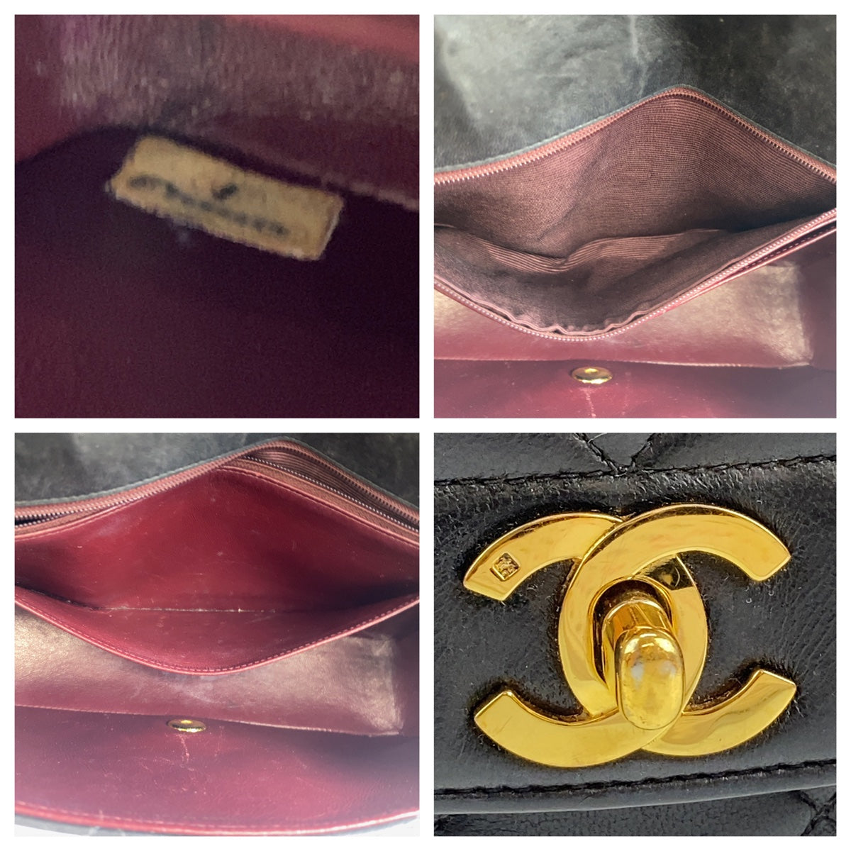 10146
CHANEL シャネル ヴィンテージ マトラッセ ダイアナ ブラック ゴールド金具 ラムスキン ショルダーバッグ ポシェット  レディース