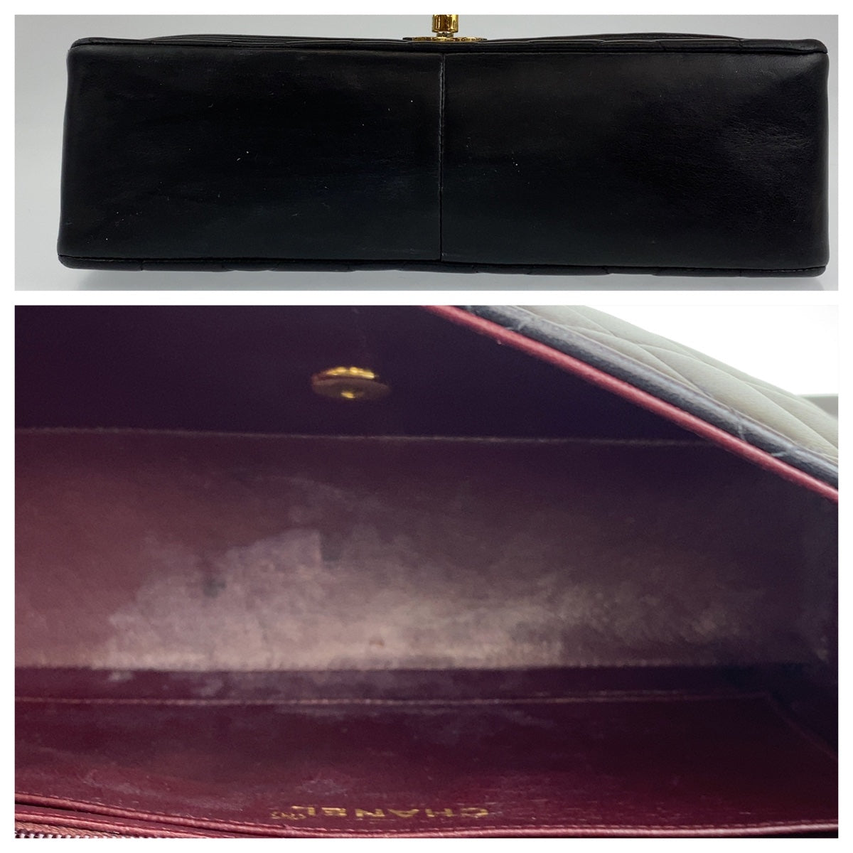 10146
CHANEL シャネル ヴィンテージ マトラッセ ダイアナ ブラック ゴールド金具 ラムスキン ショルダーバッグ ポシェット  レディース