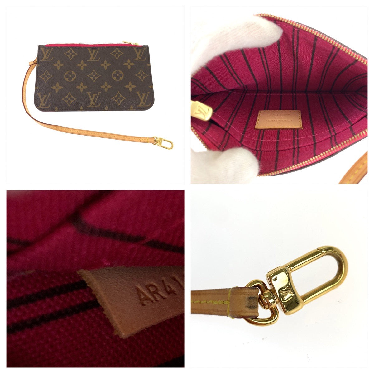 10149
LOUIS VUITTON ルイヴィトン モノグラム ネヴァーフルPM ポーチ付き ブラウン ピヴォワンヌ ピンク PVC M41245 トートバッグ ハンドバッグ  レディース