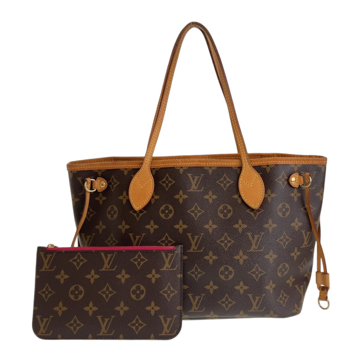 10149
LOUIS VUITTON ルイヴィトン モノグラム ネヴァーフルPM ポーチ付き ブラウン ピヴォワンヌ ピンク PVC M41245 トートバッグ ハンドバッグ  レディース