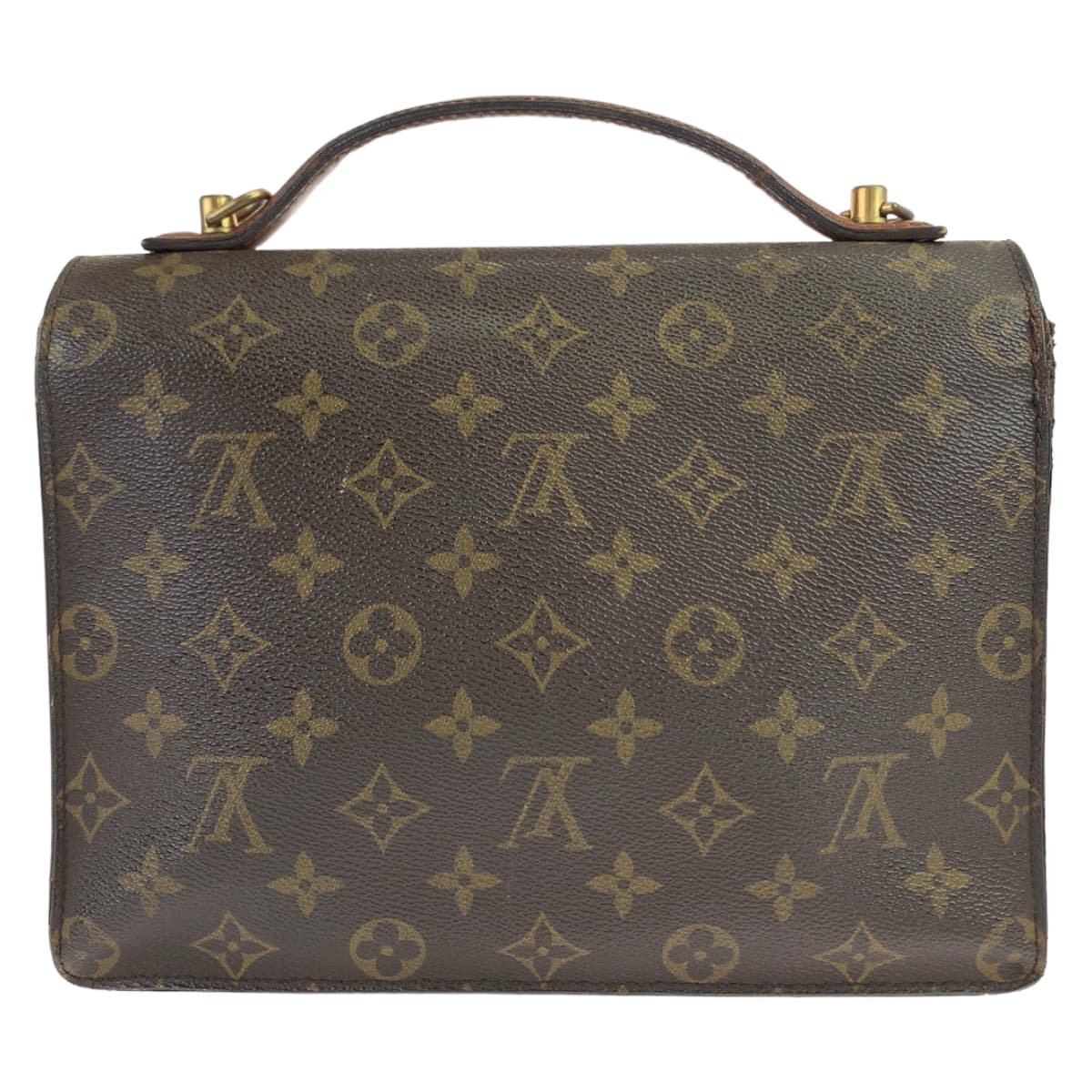 10157
LOUIS VUITTON ルイヴィトン ヴィンテージ モノグラム モンソー ブラウン 茶 ゴールド金具 PVC / レザー M51185 ショルダーバッグ ハンドバッグ 2way セカンドバッグ  メンズ