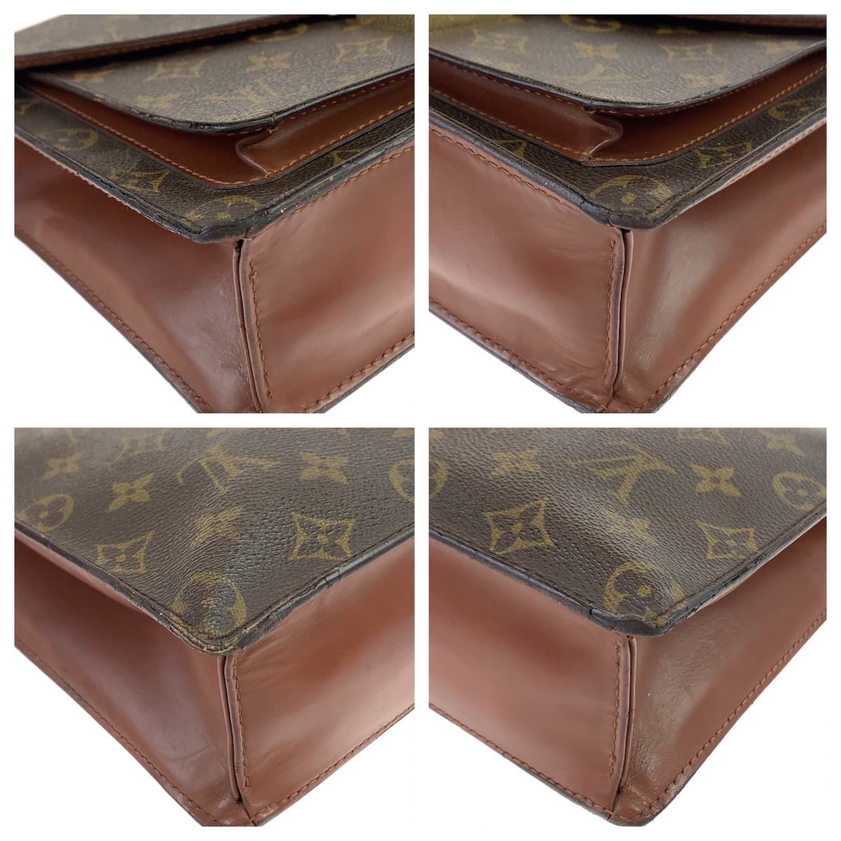 10157
LOUIS VUITTON ルイヴィトン ヴィンテージ モノグラム モンソー ブラウン 茶 ゴールド金具 PVC / レザー M51185 ショルダーバッグ ハンドバッグ 2way セカンドバッグ  メンズ