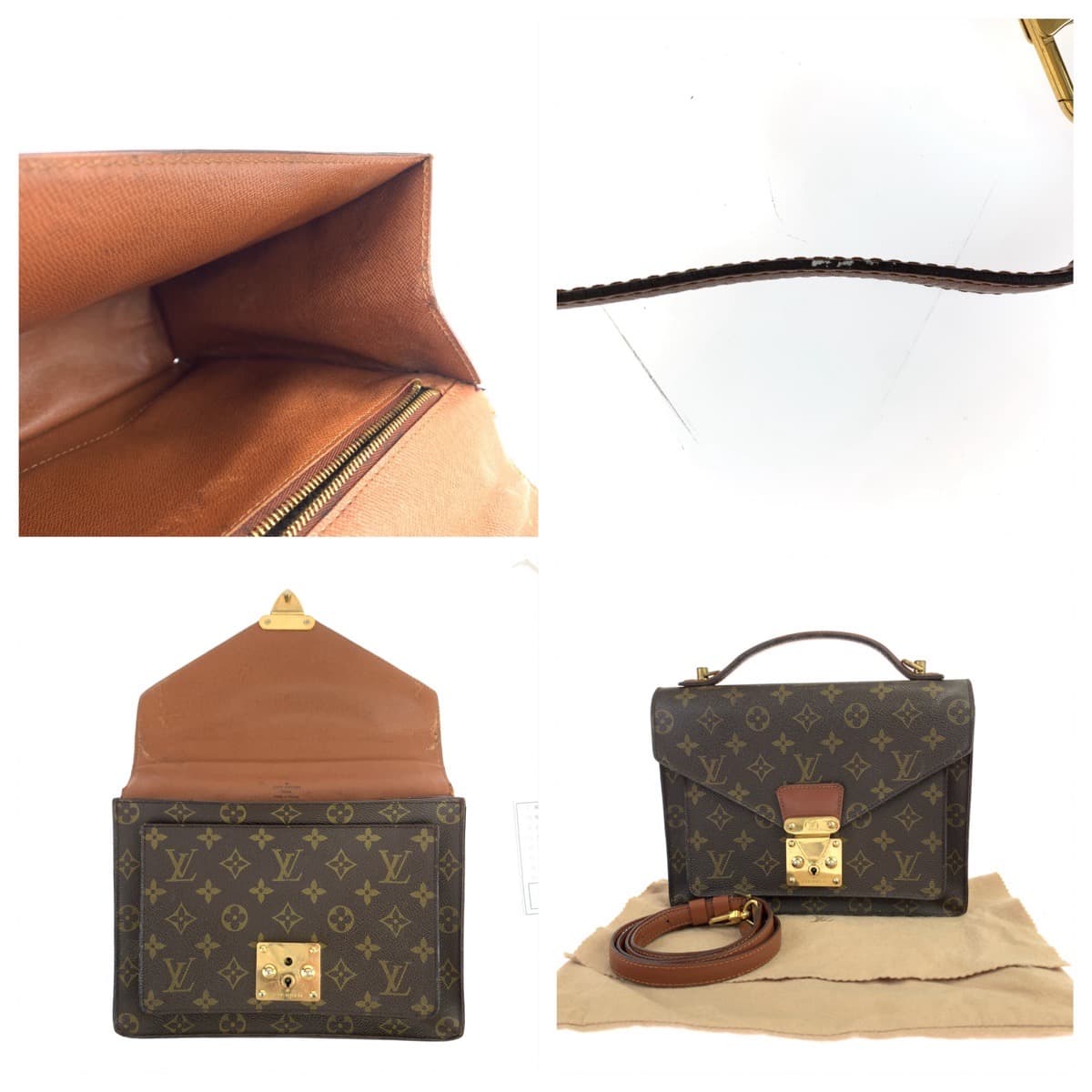 10157
LOUIS VUITTON ルイヴィトン ヴィンテージ モノグラム モンソー ブラウン 茶 ゴールド金具 PVC / レザー M51185 ショルダーバッグ ハンドバッグ 2way セカンドバッグ  メンズ