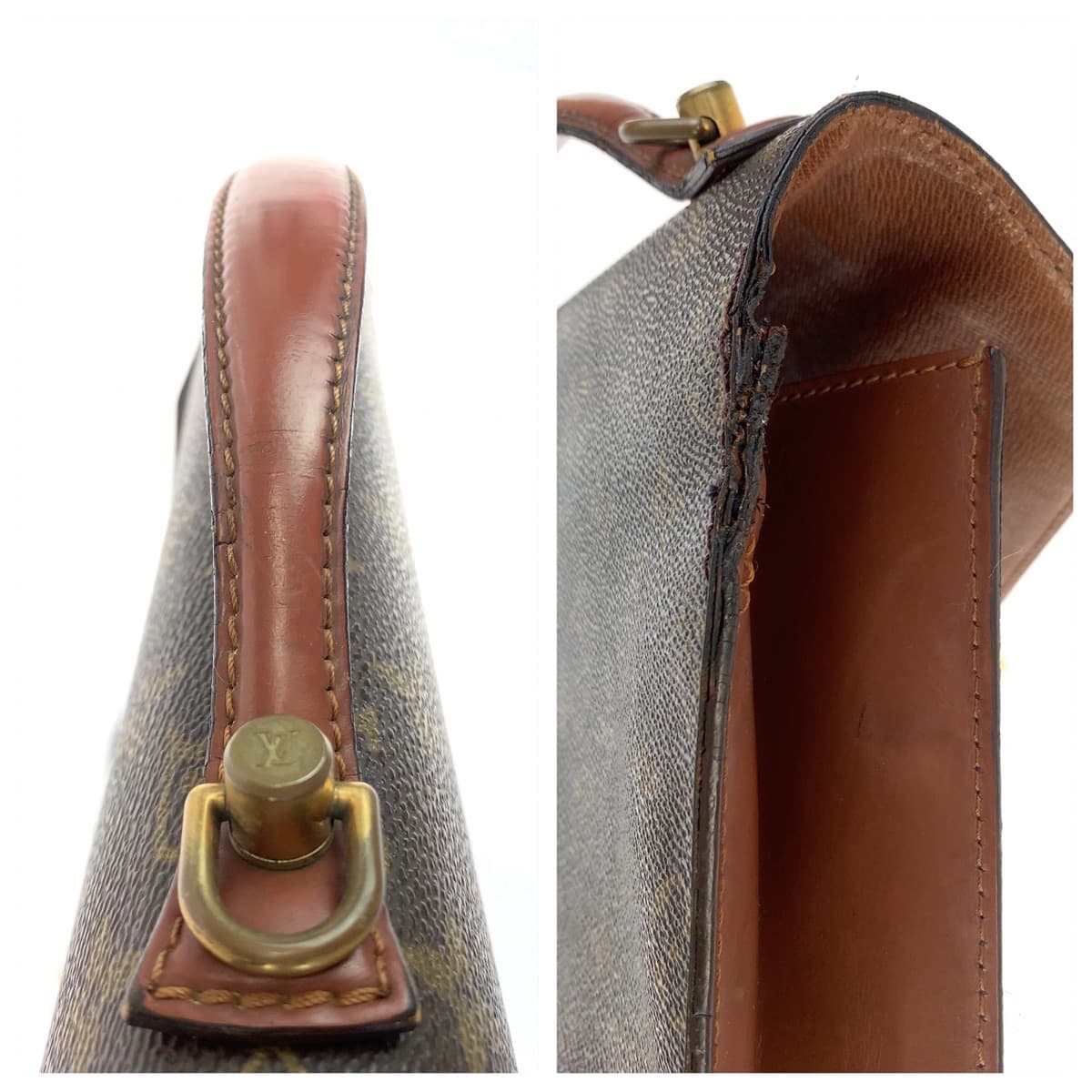 10157
LOUIS VUITTON ルイヴィトン ヴィンテージ モノグラム モンソー ブラウン 茶 ゴールド金具 PVC / レザー M51185 ショルダーバッグ ハンドバッグ 2way セカンドバッグ  メンズ