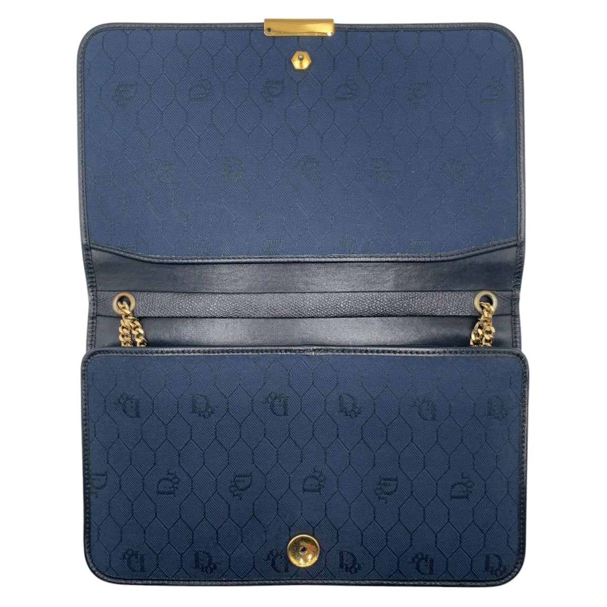 10163
Christian Dior クリスチャンディオール ヴィンテージ 中ハニカム柄 ブラック 黒 ゴールド金具 レザー 斜め掛け ショルダーバッグ ポシェット  レディース