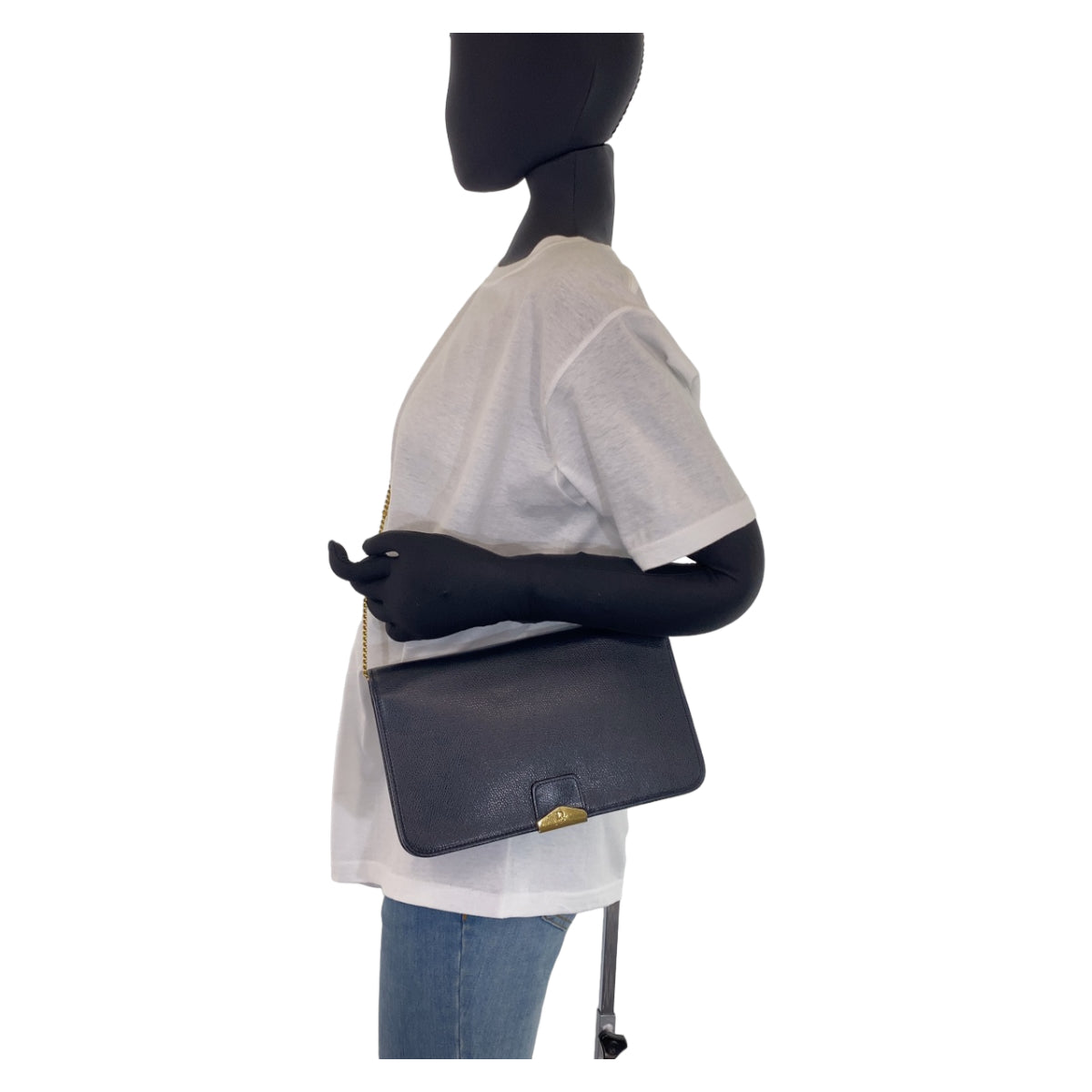 10163
Christian Dior クリスチャンディオール ヴィンテージ 中ハニカム柄 ブラック 黒 ゴールド金具 レザー 斜め掛け ショルダーバッグ ポシェット  レディース