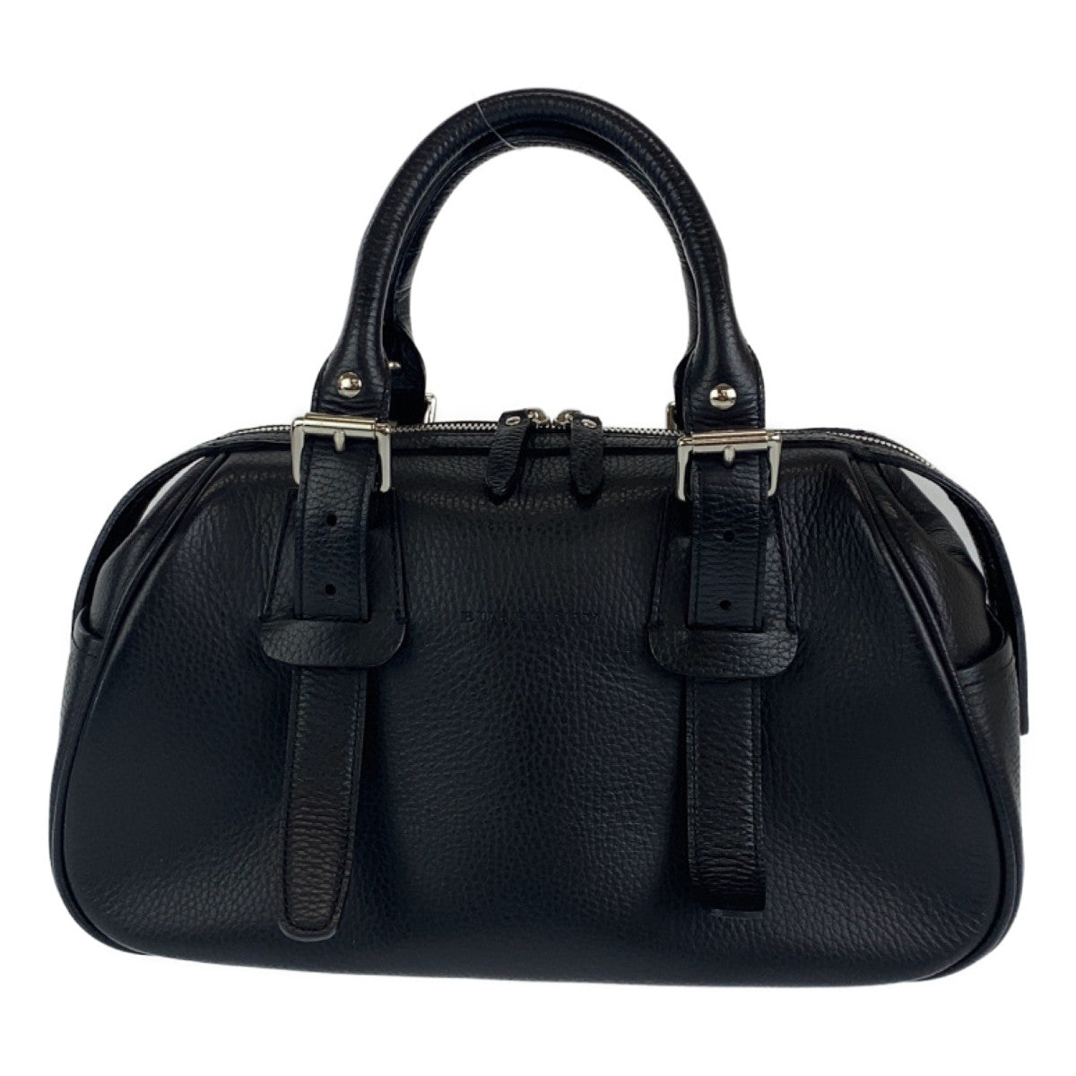 C-093
BURBERRY バーバリー ブラック 黒 シルバー金具 レザー ハンドバッグ ミニボストンバッグ   レディース