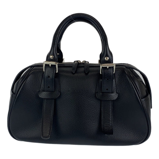C-093
BURBERRY バーバリー ブラック 黒 シルバー金具 レザー ハンドバッグ ミニボストンバッグ   レディース