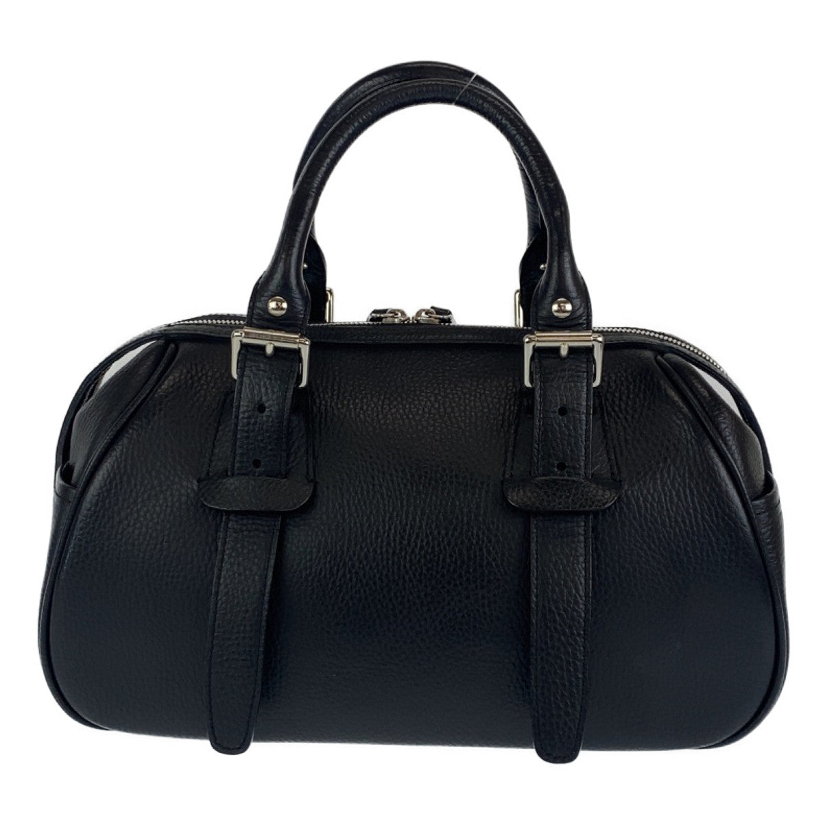 C-093
BURBERRY バーバリー ブラック 黒 シルバー金具 レザー ハンドバッグ ミニボストンバッグ   レディース