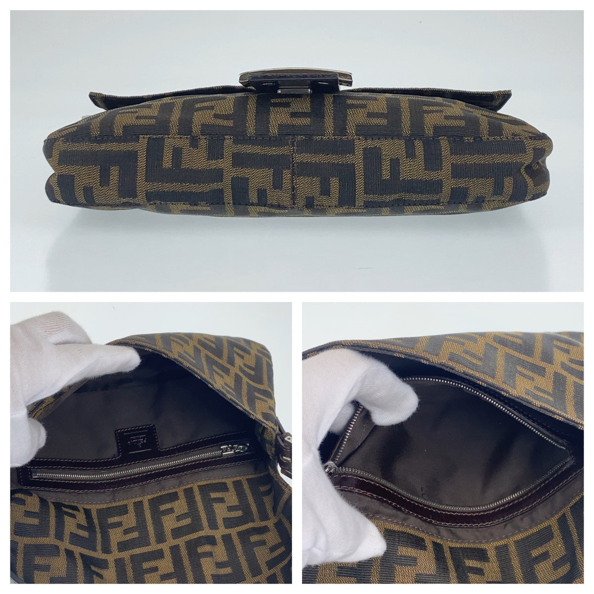 C-057
FENDI フェンディ ズッカ柄 マンマバケット ブラウン 茶 シルバー金具 キャンバス ハンドバッグ ワンショルダーバッグ  レディース