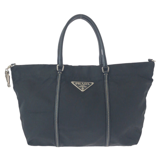 10164
PRADA プラダ テスート 三角ロゴ ブラック シルバー金具 ナイロン トートバッグ ハンドバッグ  レディース