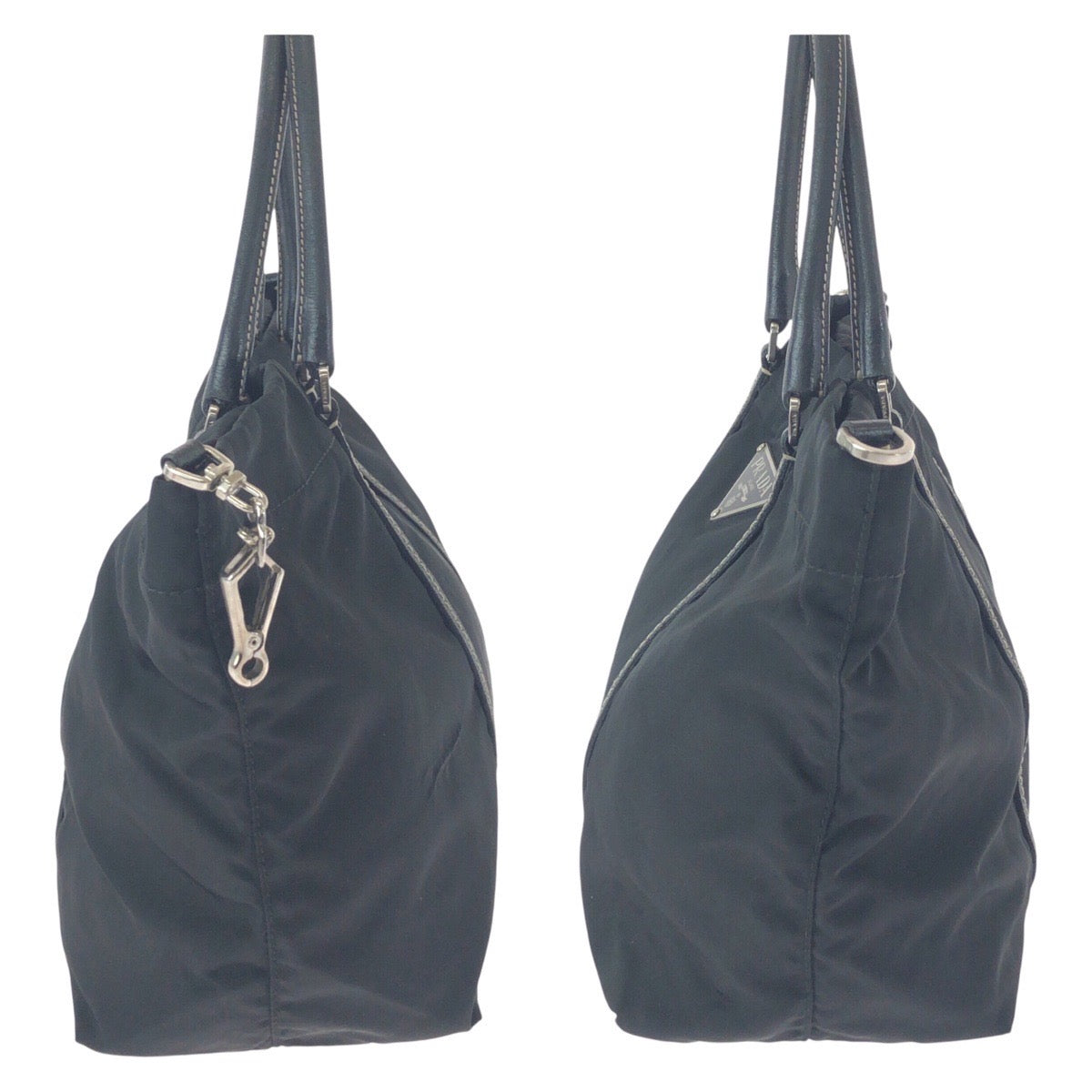 10164
PRADA プラダ テスート 三角ロゴ ブラック シルバー金具 ナイロン トートバッグ ハンドバッグ  レディース