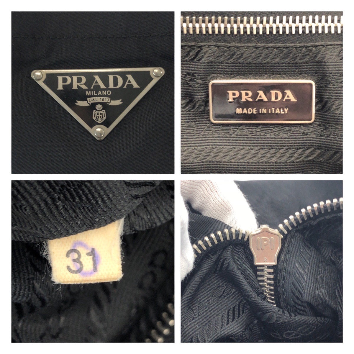 10164
PRADA プラダ テスート 三角ロゴ ブラック シルバー金具 ナイロン トートバッグ ハンドバッグ  レディース