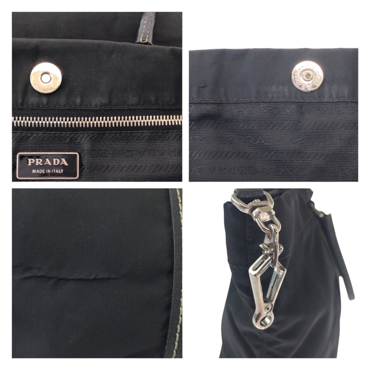 10164
PRADA プラダ テスート 三角ロゴ ブラック シルバー金具 ナイロン トートバッグ ハンドバッグ  レディース