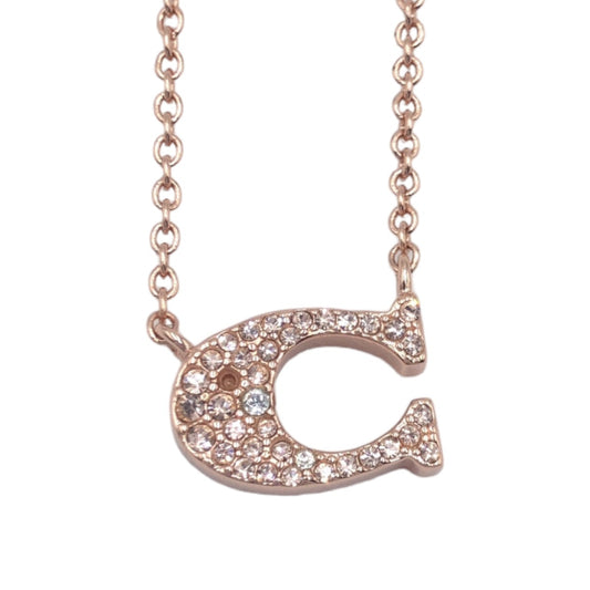 D-022
COACH コーチ パヴェ シグネチャー ローズゴールド ピンク ラインストーン 91433-RGD ネックレス ペンダント  レディース