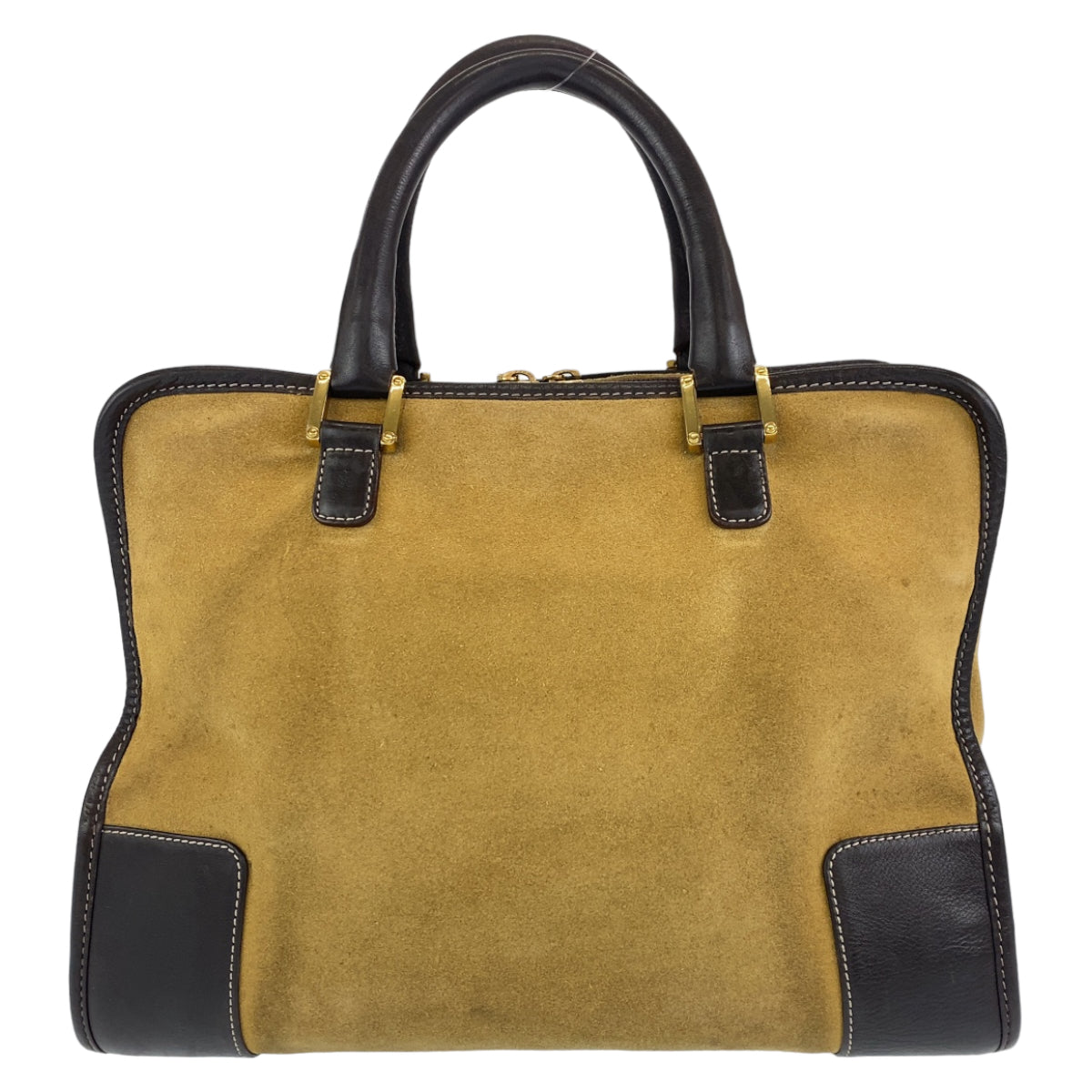 C-117
LOEWE ロエベ アマソナ ベージュ ブラウン 茶 ゴールド金具 スウェード / レザー ハンドバッグ トートバッグ  レディース
