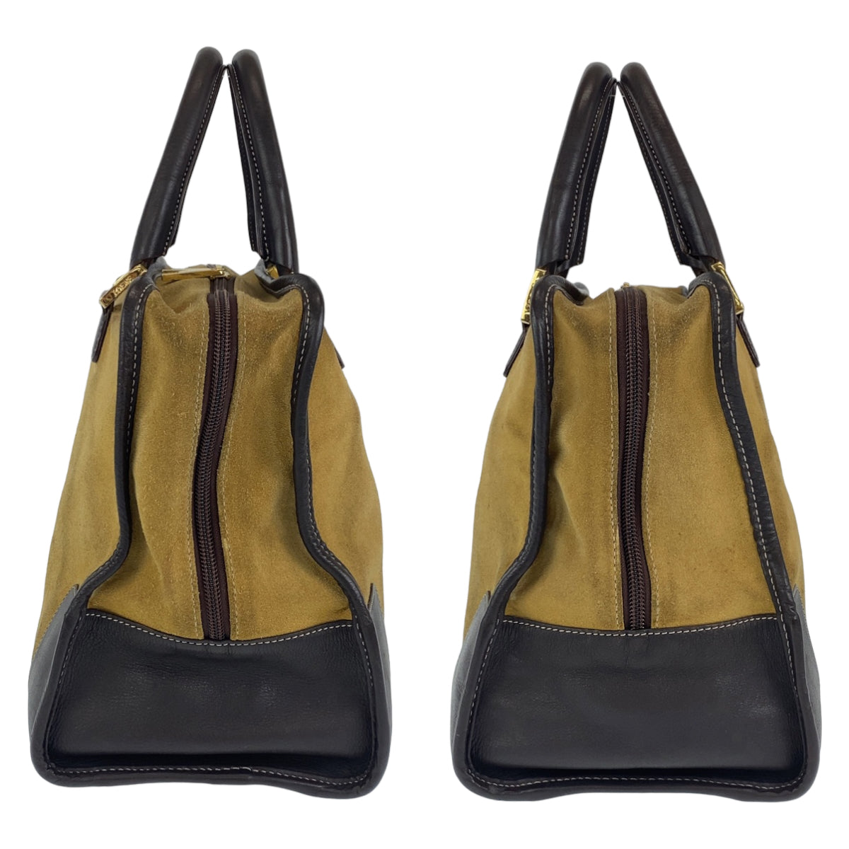 C-117
LOEWE ロエベ アマソナ ベージュ ブラウン 茶 ゴールド金具 スウェード / レザー ハンドバッグ トートバッグ  レディース