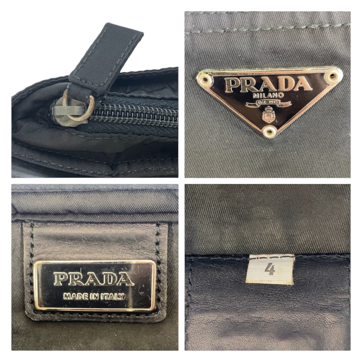 12674
PRADA プラダ テスート 三角ロゴプレート 男女兼用 ブラック 黒 シルバー金具 ナイロン 斜め掛け ショルダーバッグ ポシェット  メンズ